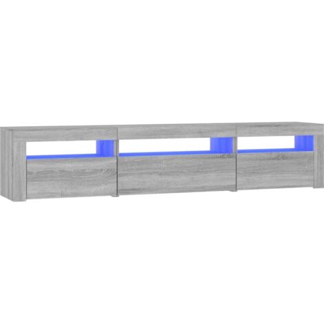 vidaXL TV-Schrank mit LED-Leuchten Grau Sonoma 195x35x40 cm