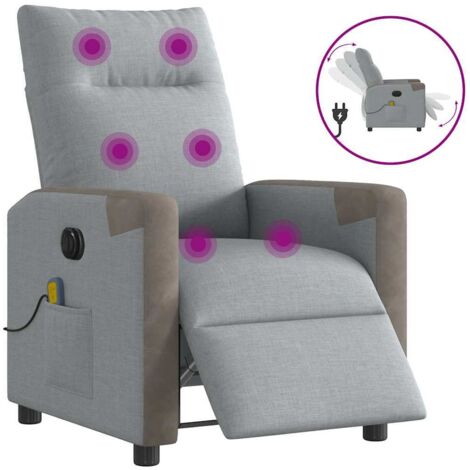Massagesessel Elektrisch Hellgrau Stoff vidaXL269629
