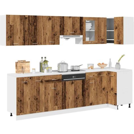 11-tlg. Küchenschrank-Set Lyon Altholz-Optik Holzwerkstoff vidaXL