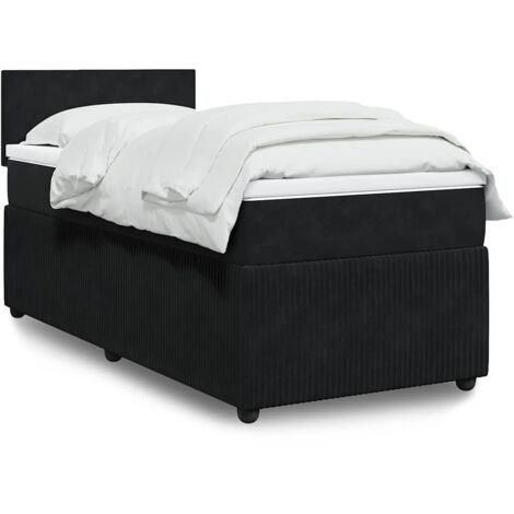 Lattenrostbett mit Matratze Schwarz 100x200 cm Samt