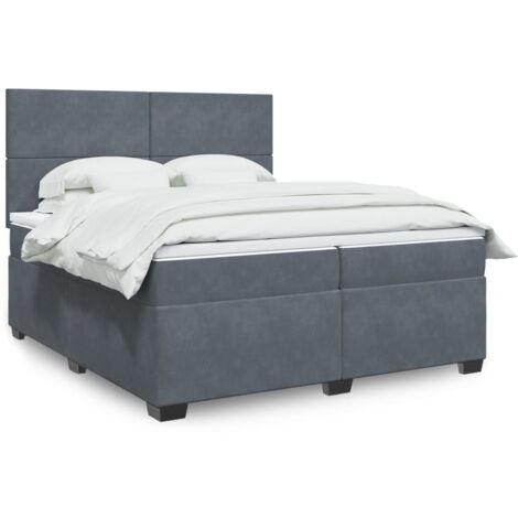 Boxspringbett mit Matratze Dunkelgrau 200x200 cm Samt vidaXL