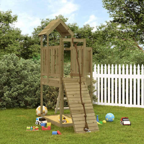 Spielturm mit Kletterwand Imprägniertes Kiefernholz vidaXL