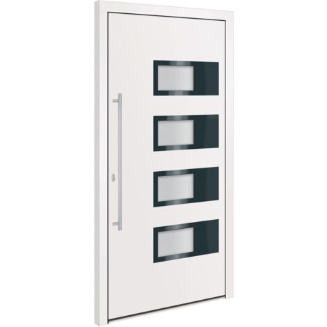 vidaXL Eingangstür Weiß 100x200 cm Aluminium und PVC