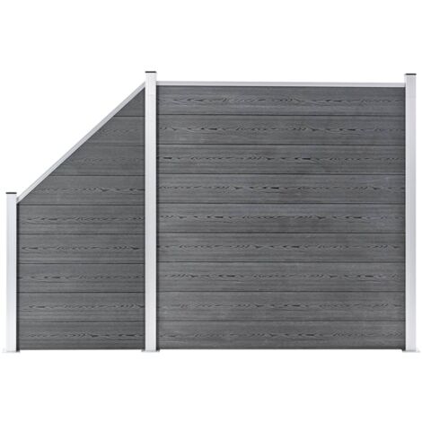 vidaXL WPC Zaun-Set 1 Quadrat + 1 Schräge 273x186 cm Grau