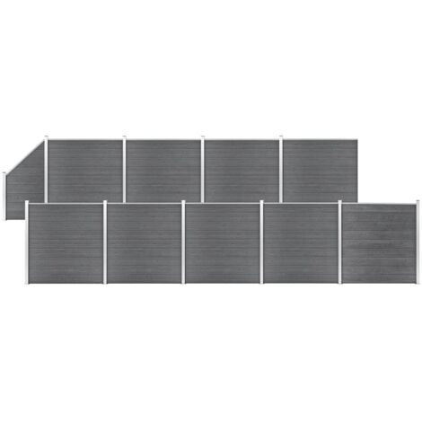 WPC Zaun-Set 9 Quadrate + 1 Schräge 1657x186 cm Grau vidaXL