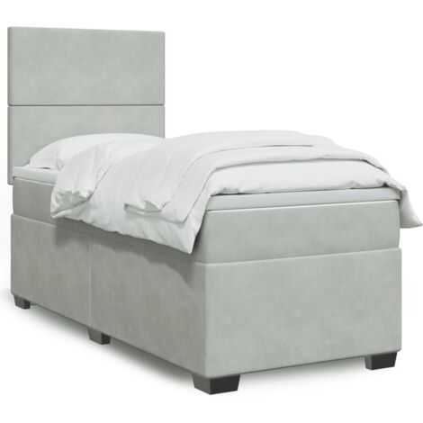 Boxspringbett mit Matratze Hellgrau 90x190 cm Samt vidaXL720361