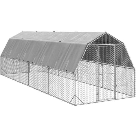 vidaXL Hühnerstall mit Dach 2,5x8x2,25 m Verzinkter Stahl