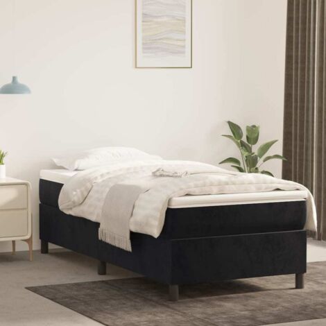 Bett mit Lattenrost und Matratze Schwarz 90x190 cm Samt