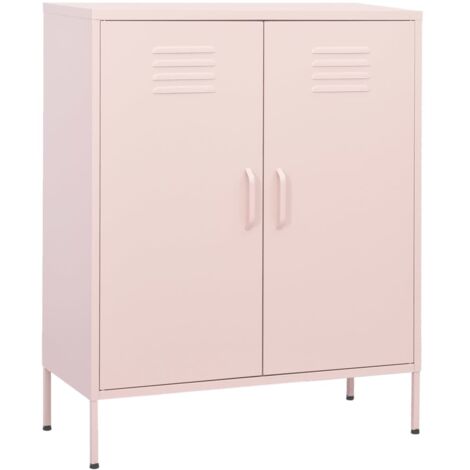 vidaXL Beistellschrank Rosa 80x35x101,5 cm Stahl