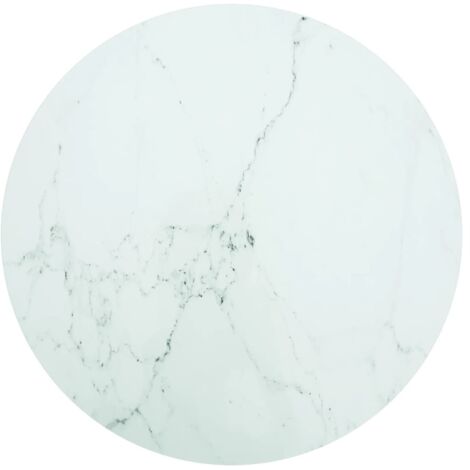 Tischplatte Weiß Ø90x1 cm Hartglas in Marmoroptik vidaXL