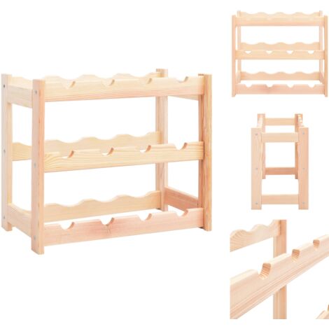 vidaXL Weinregal aus massivem Holz beige 12 Flaschen