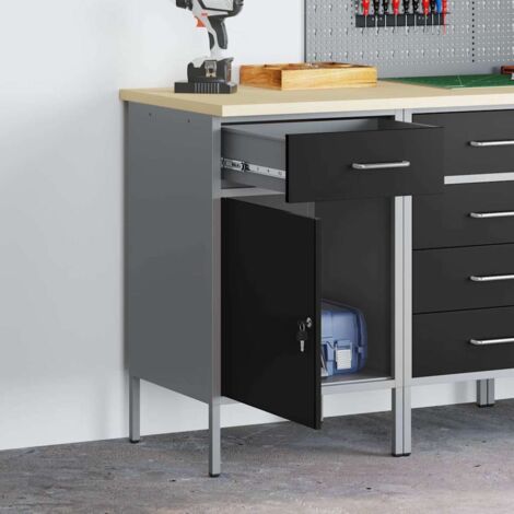 Vidaxl – Werkbank klappbar mit Schublade und Schloss – Industrieller Stahl – 50 x 55 x 85 cm – Für schwere Werkzeuge und Geräte (1/5)