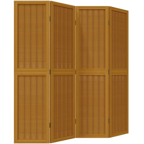 vidaXL Room Divider 4 Panels Brown Solid Wood Paulownia