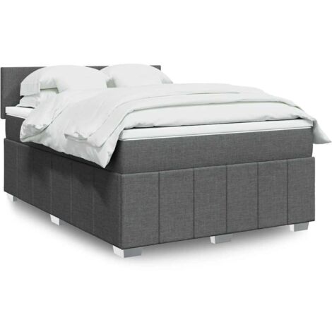 Boxspringbett mit Matratze Dunkelgrau 140x190 cm Stoff vidaXL