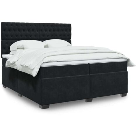 Bett mit Lattenrost und Matratze Schwarz 200x200 cm Samt