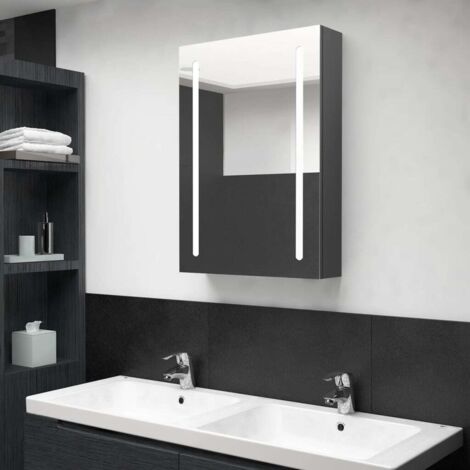 LED-Bad-Spiegelschrank Grau 50x13x70 cm vidaXL