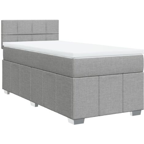 Boxspringbett mit Matratze Hellgrau 100x200 cm Stoff vidaXL