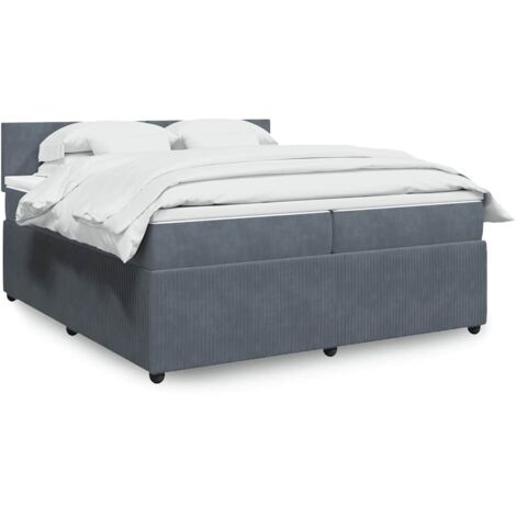 Boxspringbett mit Matratze Dunkelgrau 200x200 cm Samt vidaXL (1/5)