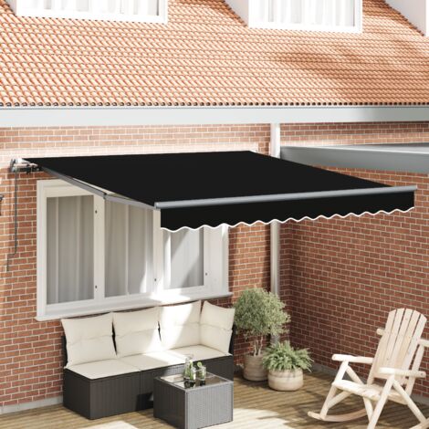 Einziehbare Markise Schwarz 350 x 250 cm Stoff vidaXL
