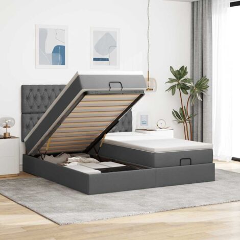 Ottoman-Bett mit Matratzen & LEDs Dunkelgrau 160x200 cm Stoff vidaXL (1/5)