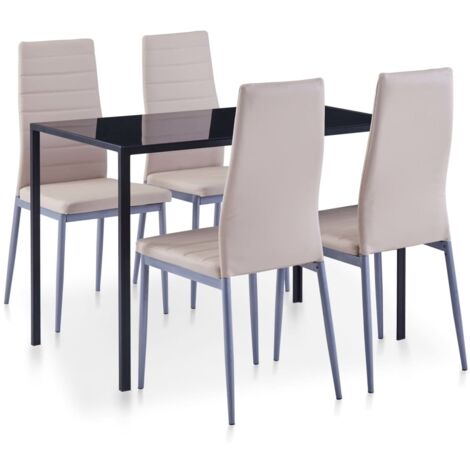 5-tlg. Essgruppe Cappuccino-Braun vidaXL