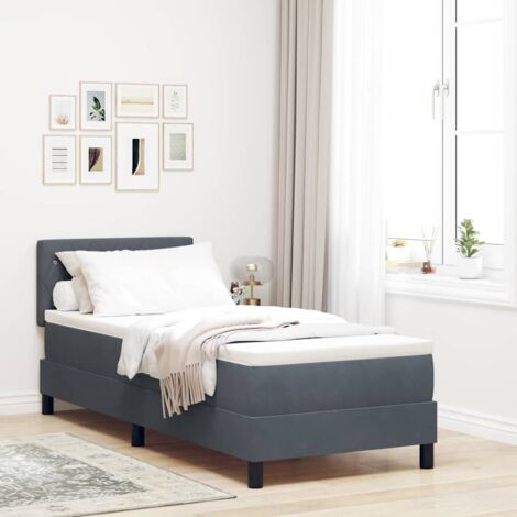 Boxspringbett mit Matratze Dunkelgrau 80 x 200 cm Stoff vidaXL