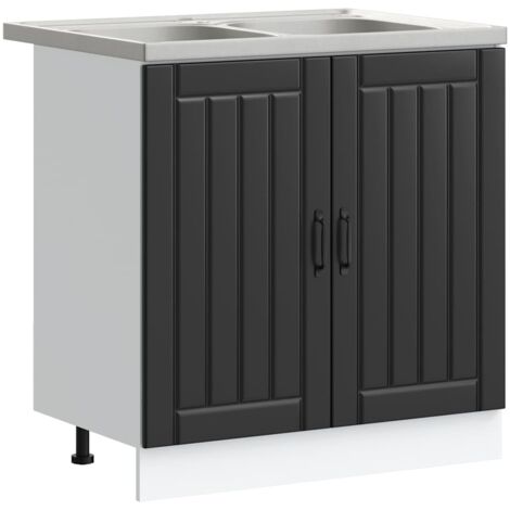 Küchenschrank mit Tür Lucca 2 pcs Schwarz 80 x 46 x 81.5 cm vidaXL
