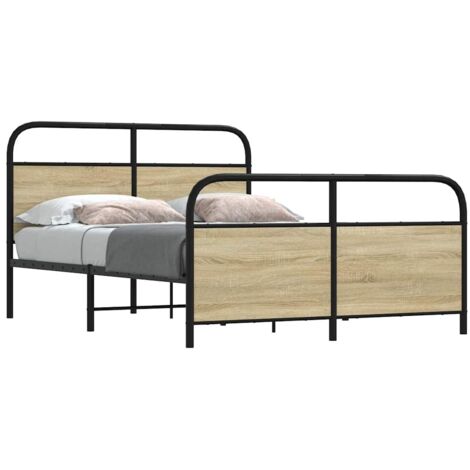 Metallbett ohne Matratze Sonoma-Eiche 140x200 cm vidaXL (1/5)