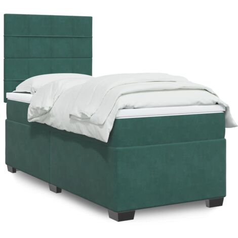 vidaXL Lattenrostbett mit Matratze Dunkelgrün 90x200 cm