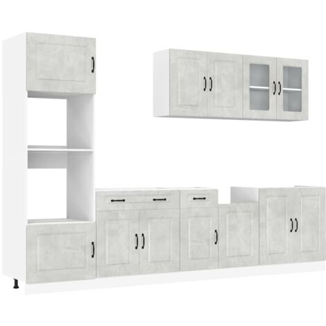 7-tlg. Küchenschrank-Set Kalmar Betongrau Holzwerkstoff vidaXL