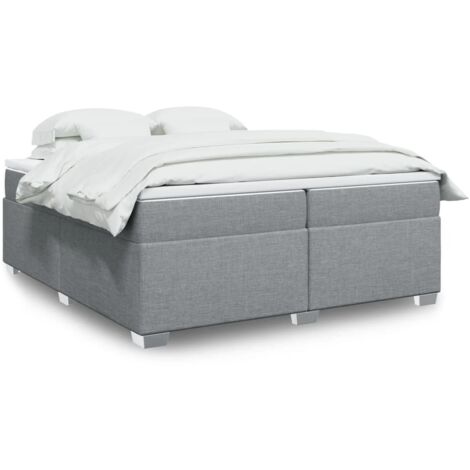 Boxspringbett mit Matratze Hellgrau 200x200 cm Stoff vidaXL (1/5)