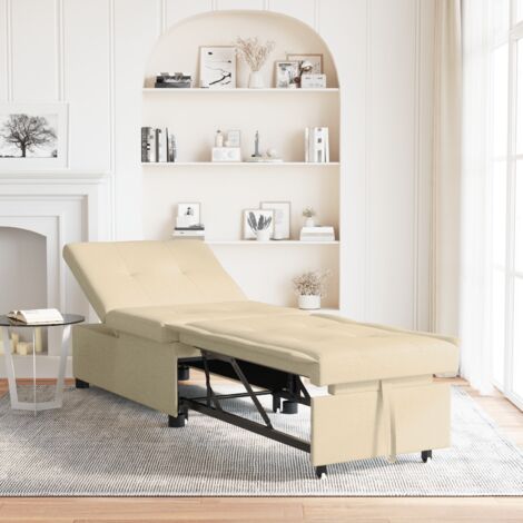 Sofa Bett Creme 194 x 67 x 37 cm Stoff vidaXL