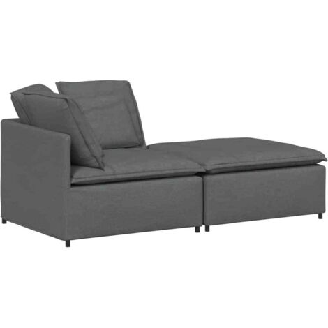Modulares Sofa mit Fußhocker Kissen Stoff Dunkelgrau vidaXL (1/5)