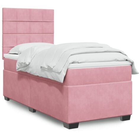 Boxspringbett mit Matratze Rosa 100x200 cm Samt vidaXL