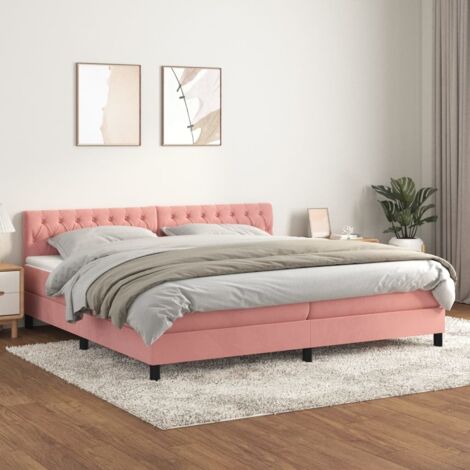 vidaXL Lattenrostbett mit Matratze Rose 200x200 cm Velours
