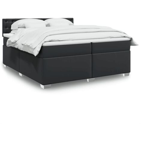Bettgestell mit Lattenrost und Matratze Schwarz 200x200 cm Kunstleder