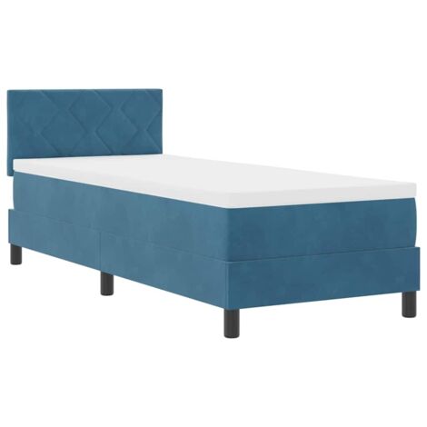 vidaXL Boxspringbett mit Matratze Dunkelblau 80x200 cm Samt