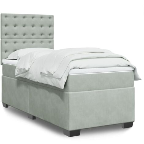 Boxspringbett mit Matratze Hellgrau 90x200 cm Samt vidaXL825759