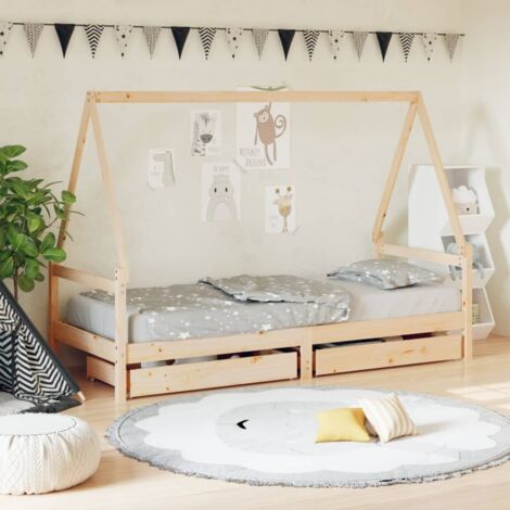 vidaXL Kinderbettgestell mit Schubladen 90x200 cm aus massivem Kiefernholz