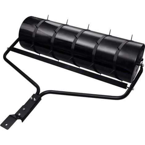 vidaXL Garden Lawn Roller Pull with Aerator Clamps Black 63 L Iron
