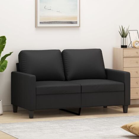 2-Sitzer Sofa Schwarz 120 cm Kunstleder