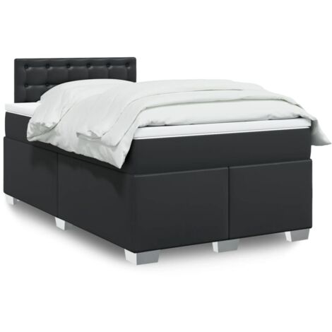 vidaXL Lattenrost Bett mit Matratze Schwarz 120x200 cm Kunstleder