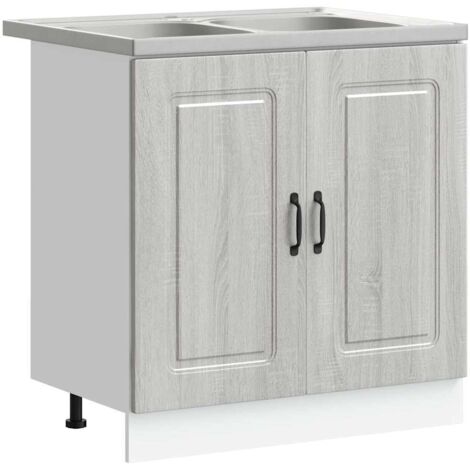 Küchenschrank Kalmar 2 pcs Grau 80 x 46 x 81.5 cm Holzwerkstoff vidaXL