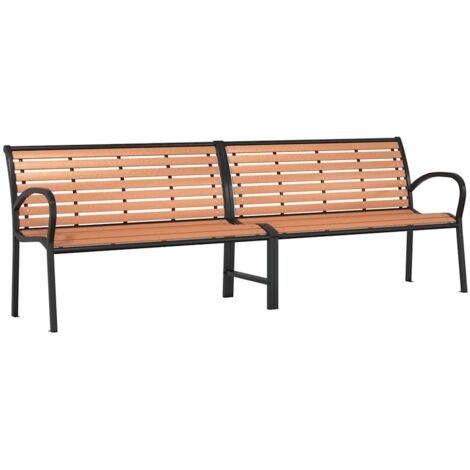 Gartenbank Braun 231 cm Holz & Pulverbeschichteter Stahl vidaXL (1/5)