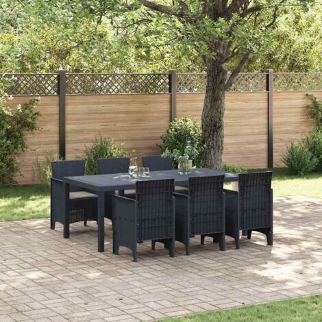 7-teiliges Garten Essset mit Kissen Anthrazit Poly-Rattan vidaXL760294