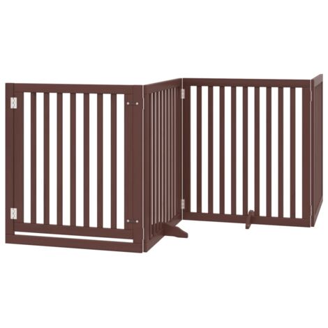 4-tlg. Hundetor mit Tür Faltbar Braun 320 cm Pappelholz vidaXL671551