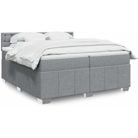 Boxspringbett mit Matratze Hellgrau 200x200 cm Stoff vidaXL (1/5)