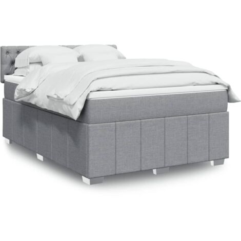 Boxspringbett mit Matratze Hellgrau 140x200 cm Stoff vidaXL