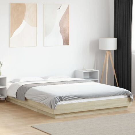 Bettgestell mit LED Sonoma-Eiche 120x190 cm Holzwerkstoff vidaXL (1/5)