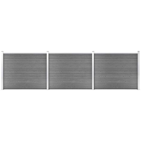 Zaunelement Set WPC 526x146 cm Grau vidaXL